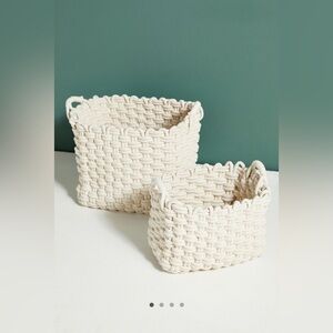 Anthropologie Djuna Woven Cotton Baskets, Set of 2 in Ivory NEW